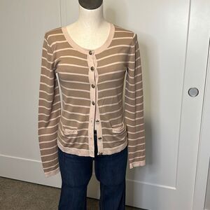 Frenchi Tan and Cream Striped Cardigan